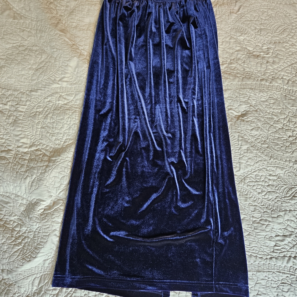 Elegant Vintage Velvet Blue Skirt